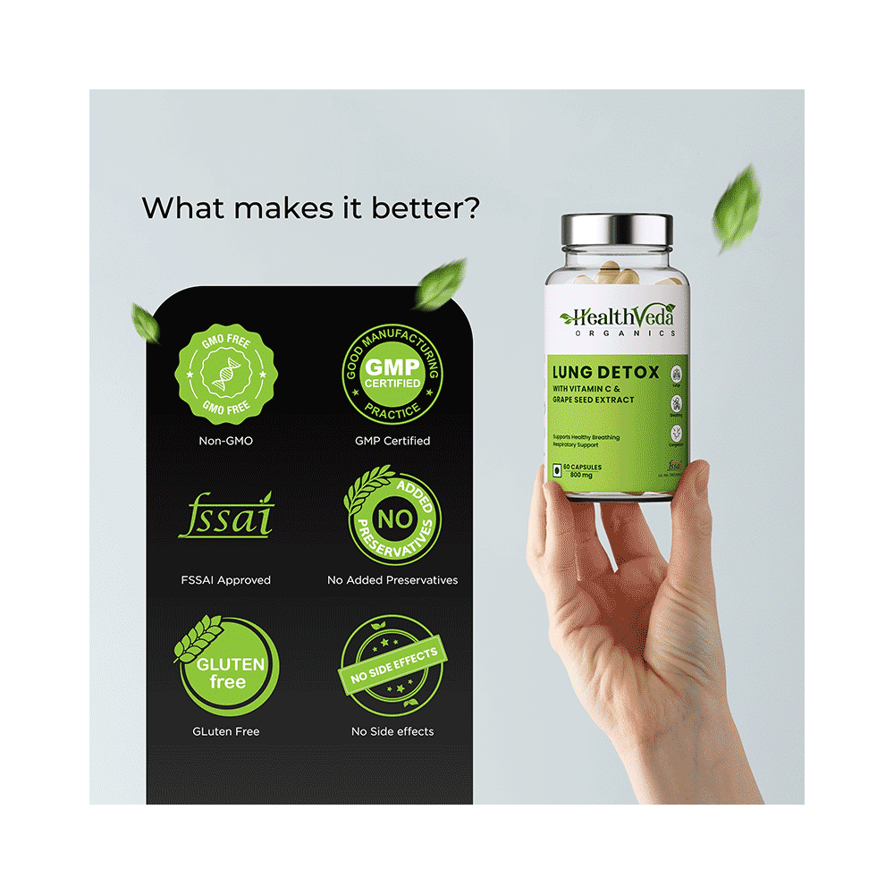 HealthVeda Lung Detox with Vitamin C & Grapeseed Extract Capsule - Image 5