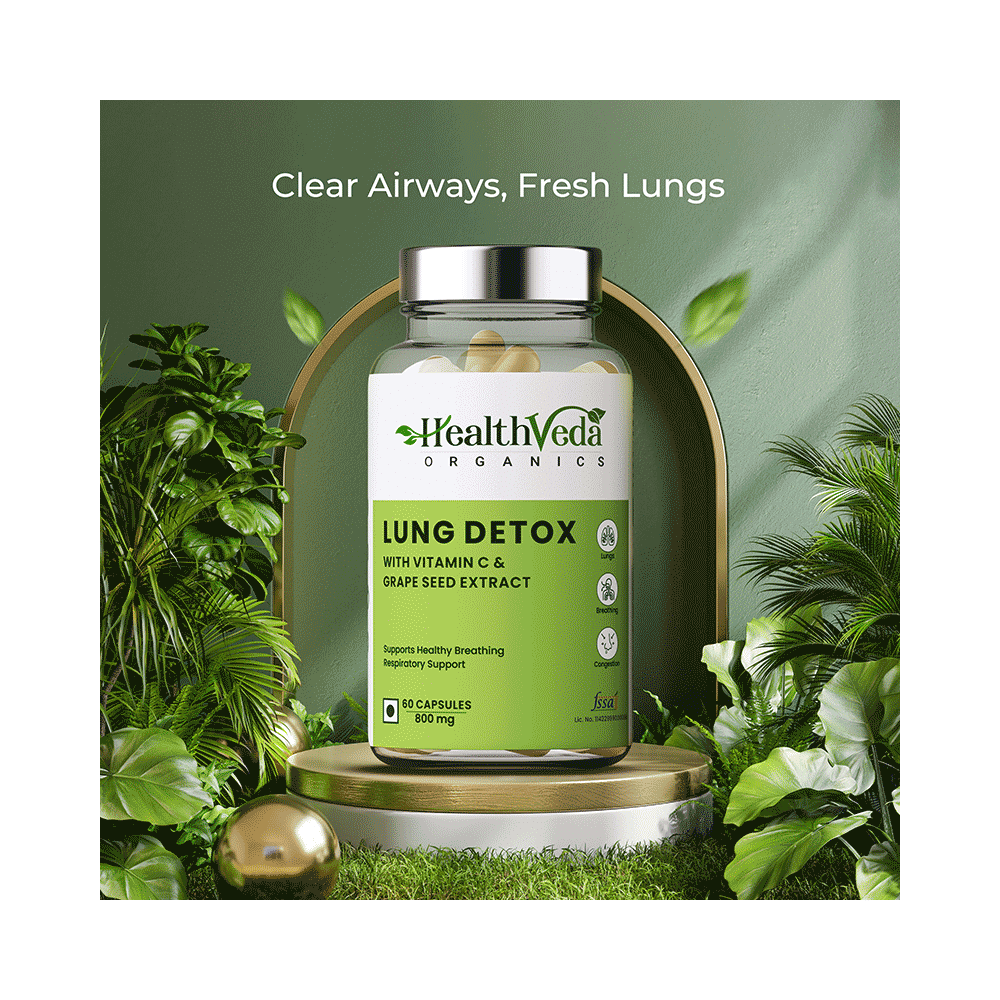 HealthVeda Lung Detox with Vitamin C & Grapeseed Extract Capsule - Image 8
