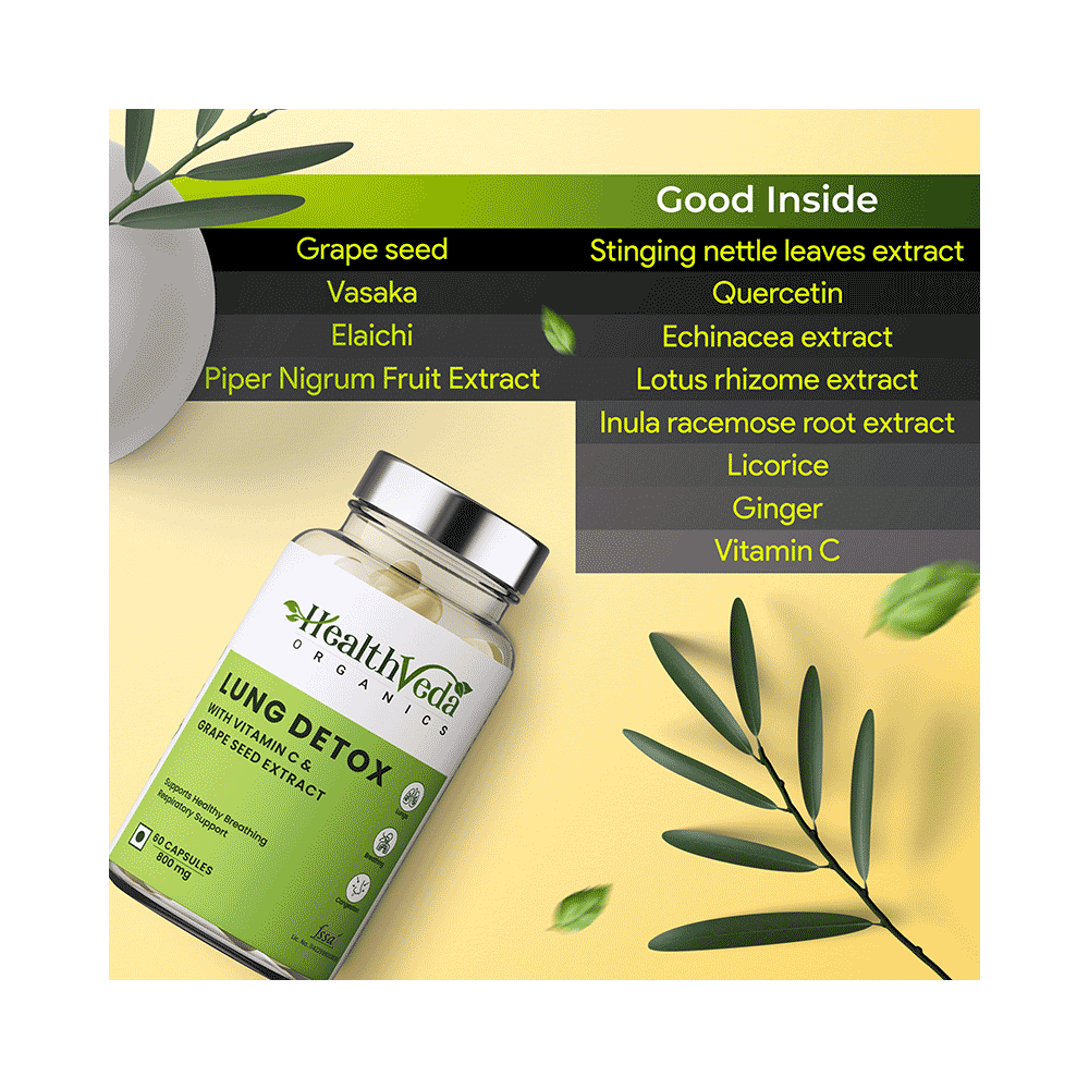 HealthVeda Lung Detox with Vitamin C & Grapeseed Extract Capsule - Image 7