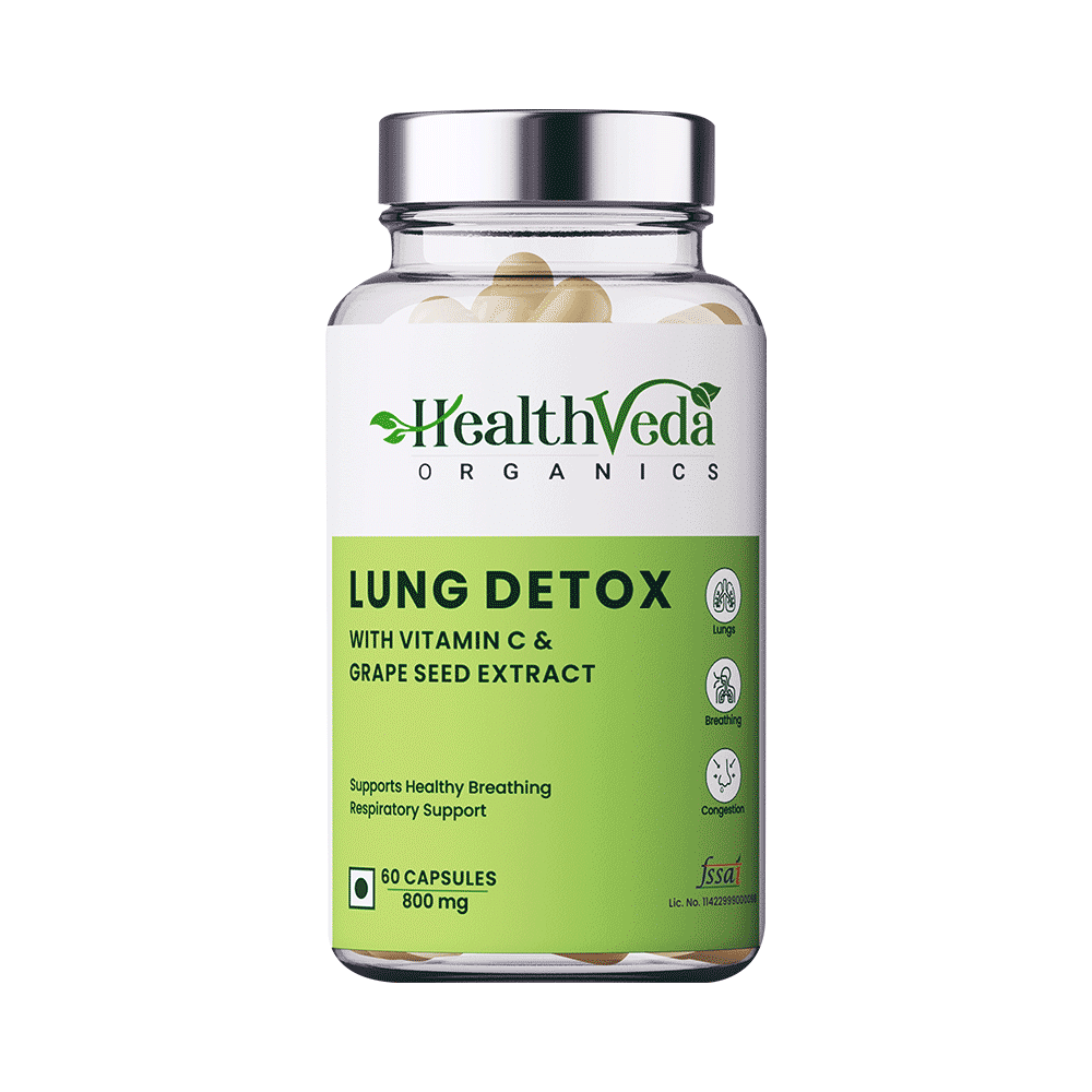 HealthVeda Lung Detox with Vitamin C & Grapeseed Extract Capsule - Image 1