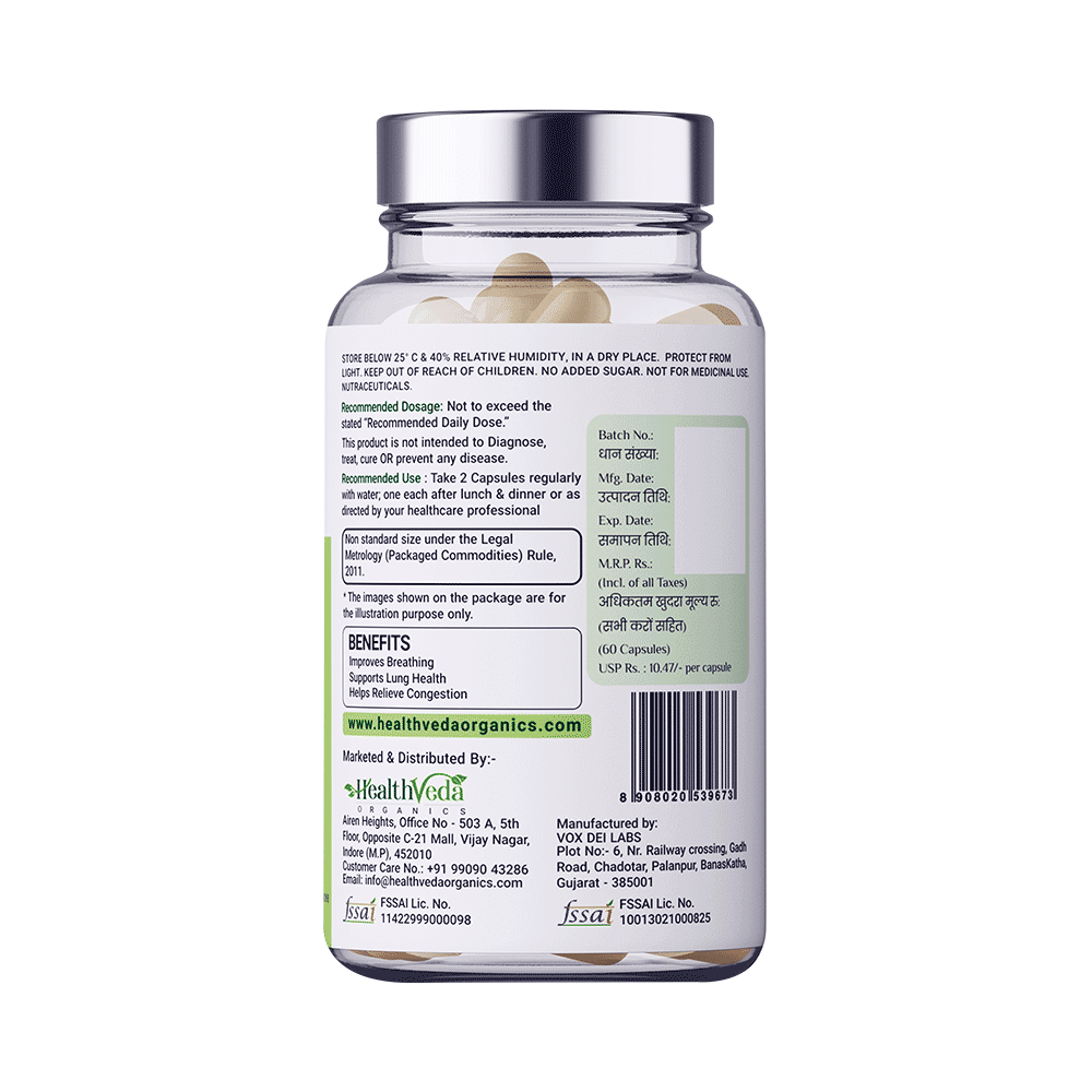 HealthVeda Lung Detox with Vitamin C & Grapeseed Extract Capsule - Image 3