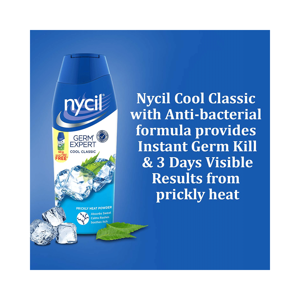 Nycil Cool Classic Prickly Heat Powder with Nycil Cool Herbal 50gm Free - Image 4