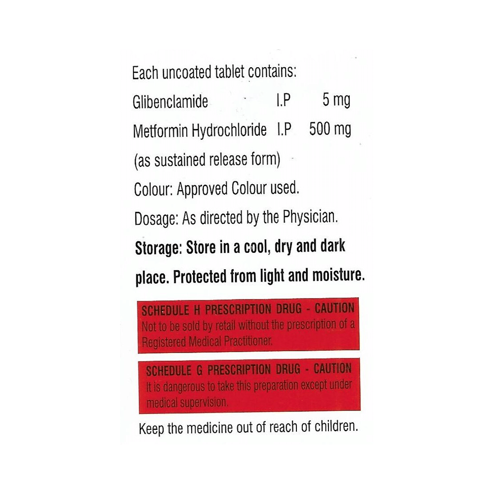 Danavish Glibenclamide+Metformin 5mg/500mg Tablet SR - Image 2