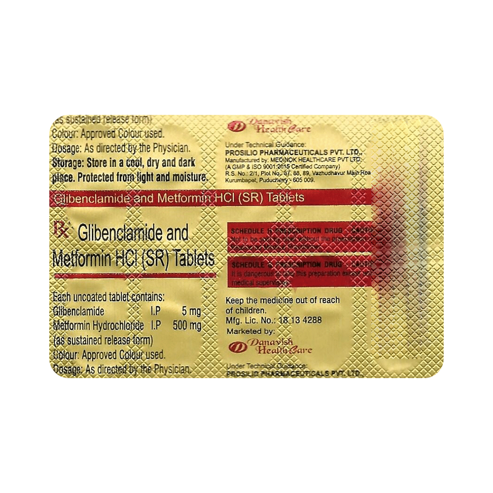Danavish Glibenclamide+Metformin 5mg/500mg Tablet SR - Image 3
