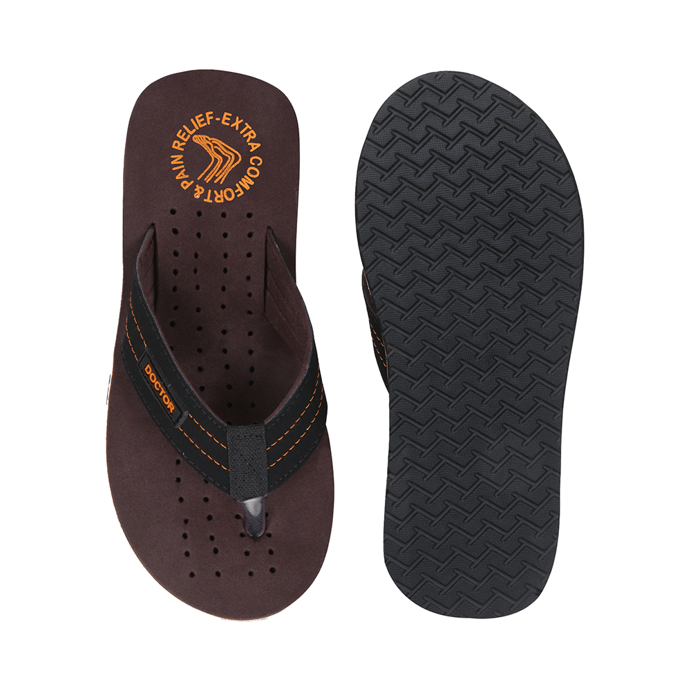 Doctor Extra Soft D28 Orthopaedic and Diabetic Super Fit Comfort Doctor Slipper, Flip-Flop, Cushion, Slides and House Slipper for Men Brown/Orange 12 - Image 2