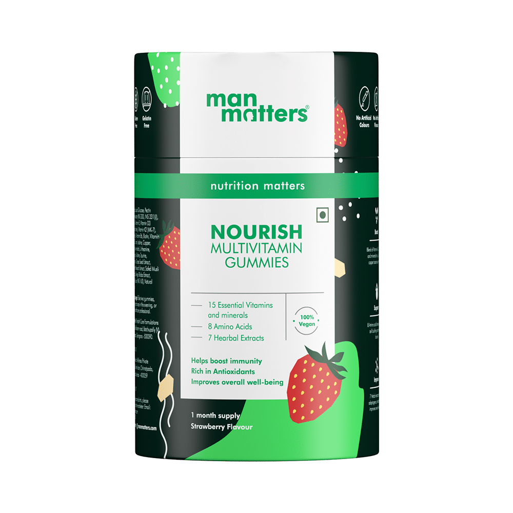 Man Matters Nourish Multivitamin Gummies for Immunity & Antioxidant Support | Flavour Strawberry - Image 1