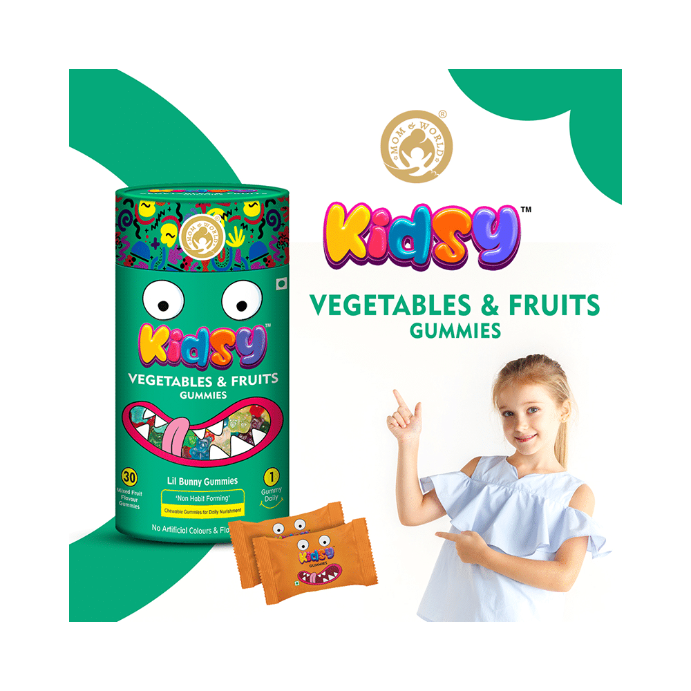Mom & World Kidsy Vegetables & Fruits Gummies (30 Each) Mix Fruit Flavour - Image 5