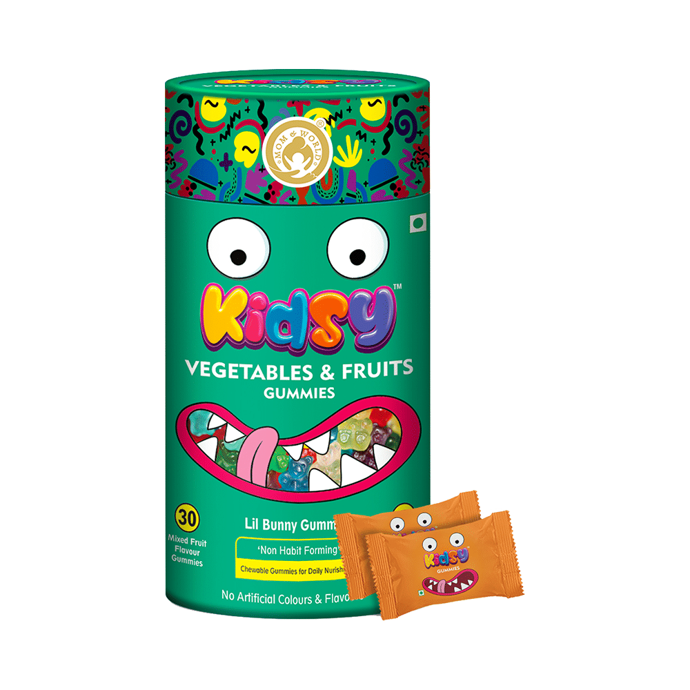 Mom & World Kidsy Vegetables & Fruits Gummies (30 Each) Mix Fruit Flavour - Image 1