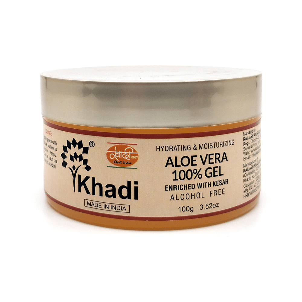 Khadi India Aloe Vera 100% Soothing Gel Enriched with Kesar