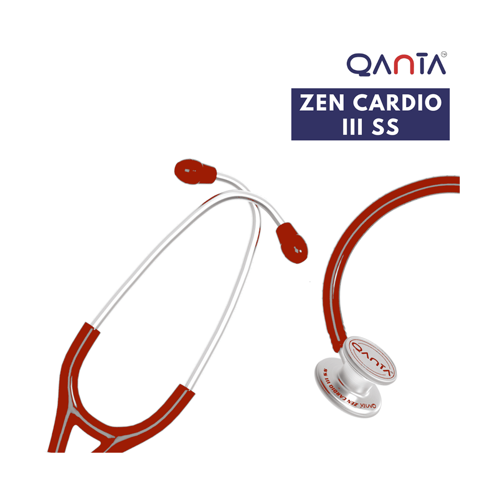 Qanta QA-1170 Zen Cardio III SS Cardiology Stethoscope, SS & Dual Head Chest Piece Red - Image 3