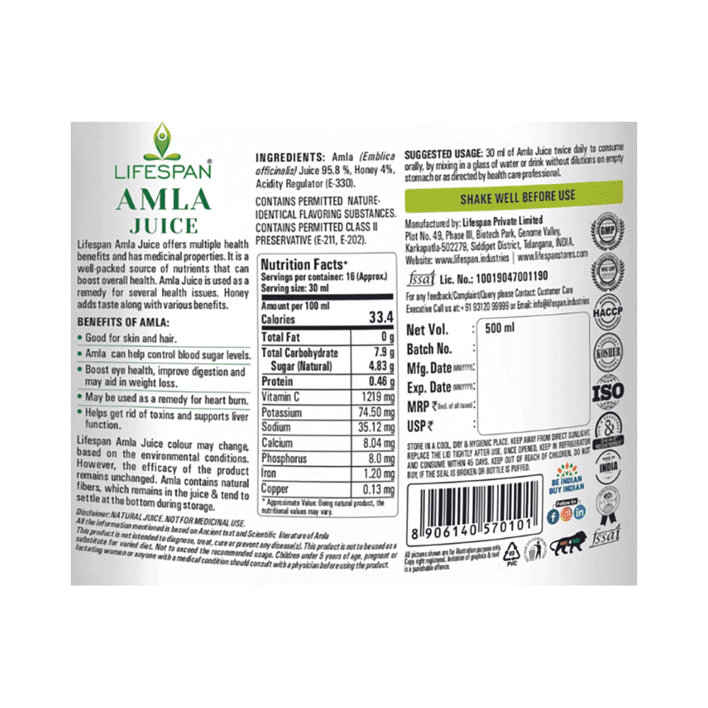 Lifespan Amla Juice with Honey | Immunity Boost | Organic & Natural Juice | No Added Sugar - Image 3