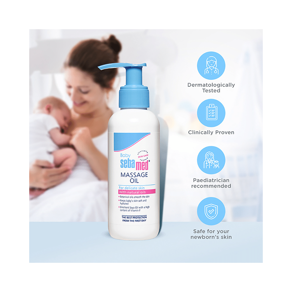 Sebamed Baby Skin Soothing Massage Oil with Soya & Wheat Germ Oil - Image 4