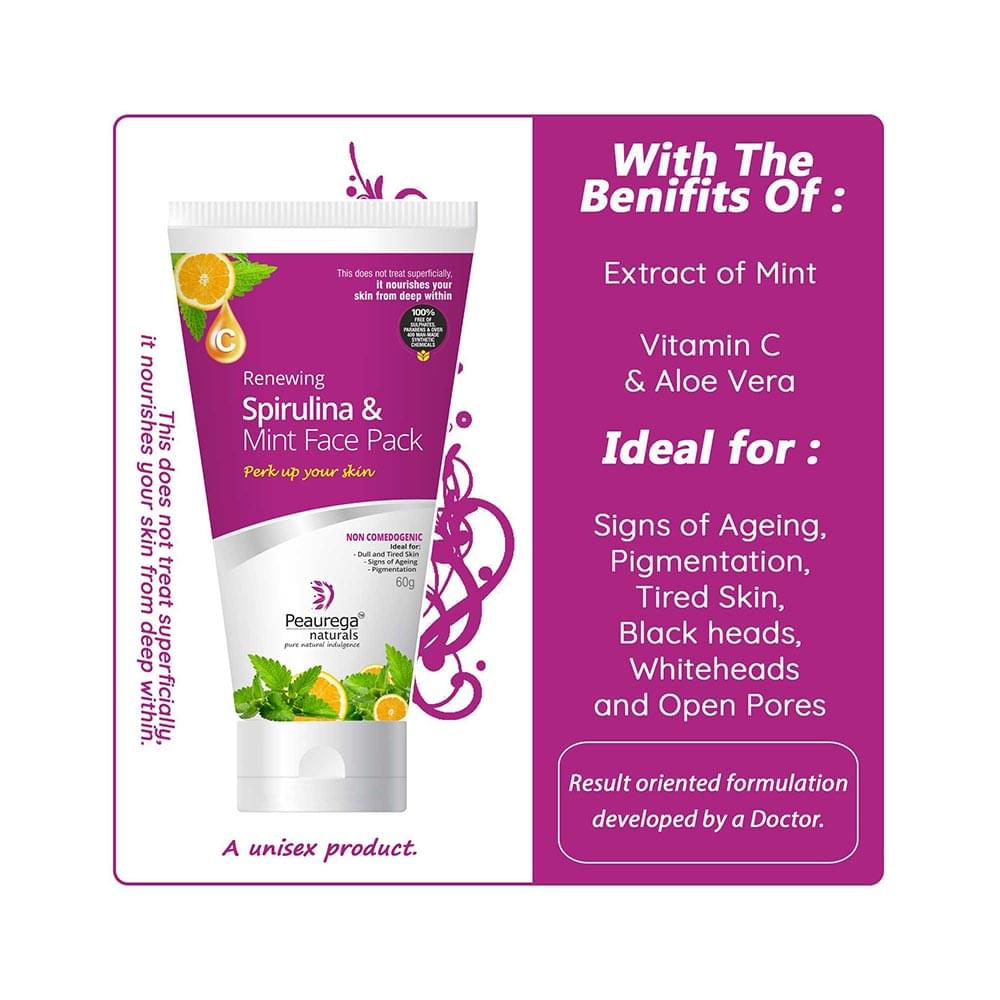 Peaurega Naturals Renewing Spirulina and Mint Face Pack - Image 2