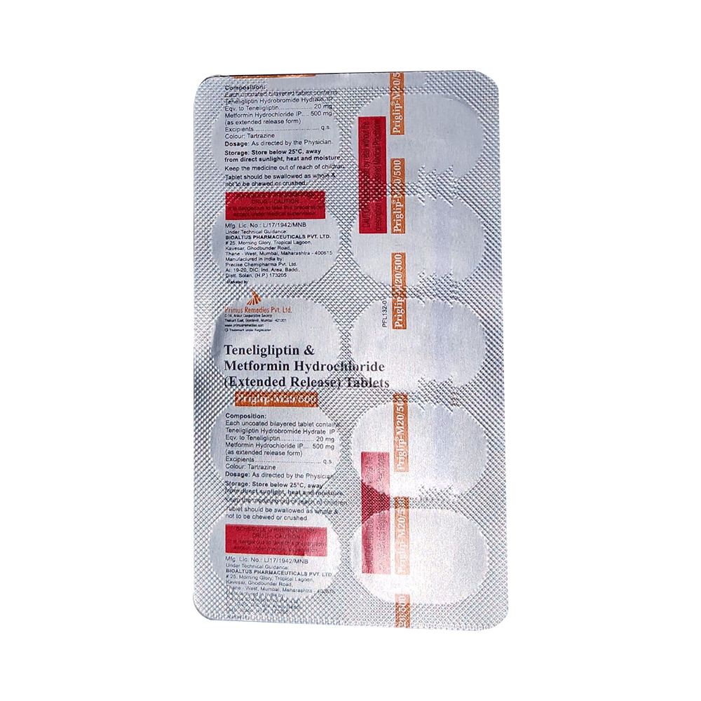 Priglip M 500mg/20mg Tablet - Image 1
