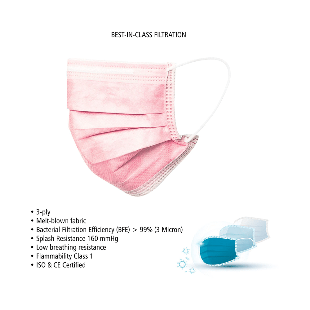 Hyjiva 3 Ply Disposable Face Mask for Children Pink - Image 2