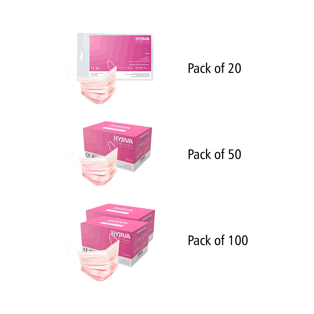 Hyjiva 3 Ply Disposable Face Mask for Children Pink - Image 4