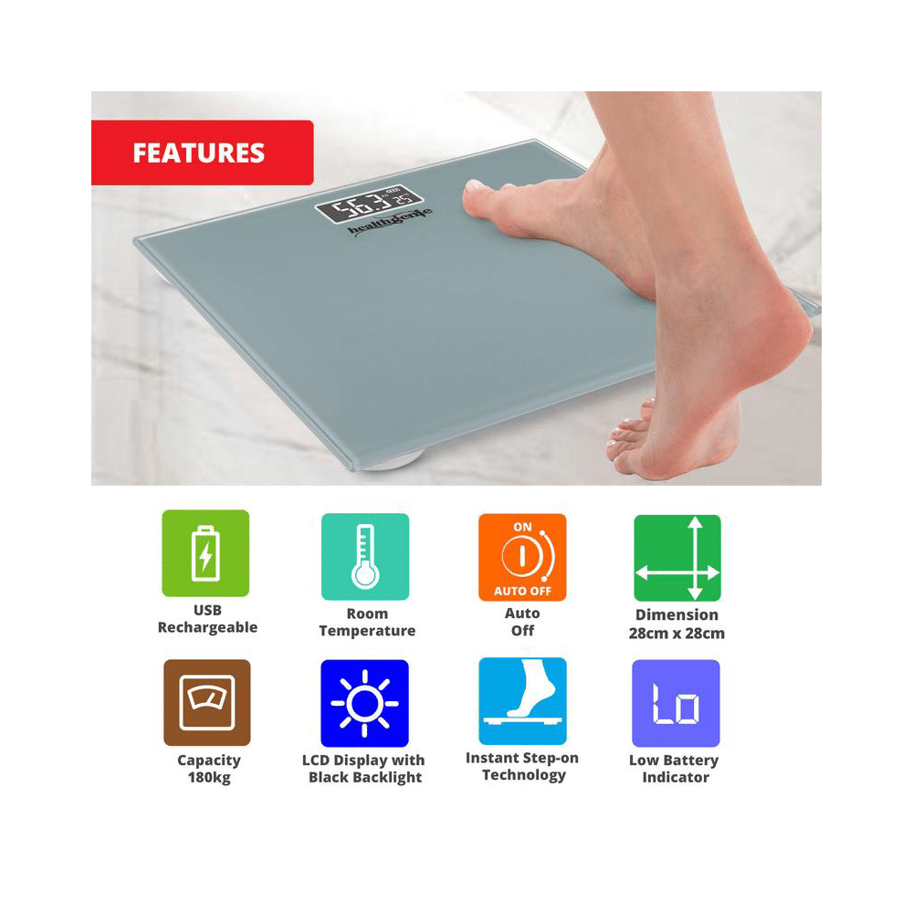 Healthgenie Digital Personal Weighing Scale- HD 221 Silver - Image 3