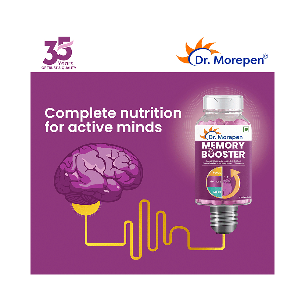 Dr. Morepen Memory Booster | With Gingko & Brahmi for Focus, Memory & Mood | Tablet - Image 4
