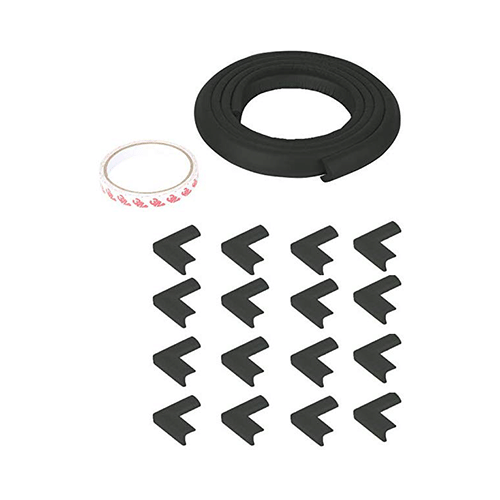 Safe-O-Kid Unique High Density L-Shaped 2mtr Long 4 Edge Guards with 16 Corner Cushions Black