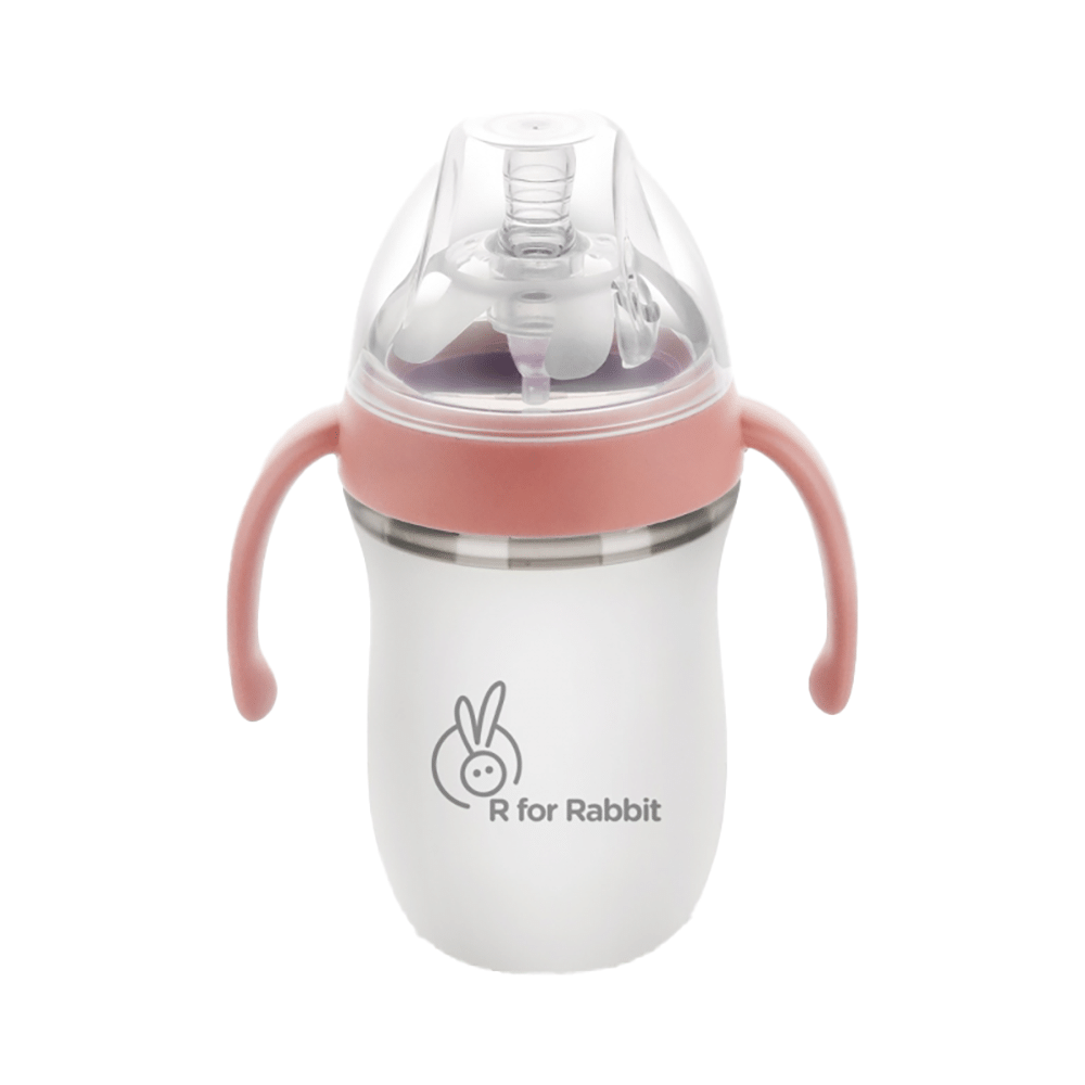 R for Rabbit First Feed Silicon Feeding Bottle Pink - Image 1
