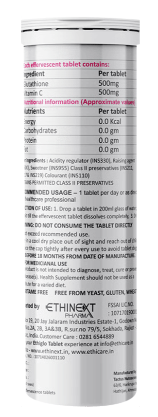 Ethiglo ET with Glutathione & Vitamin C for Skin Health | Effervescent Tablet - Image 2