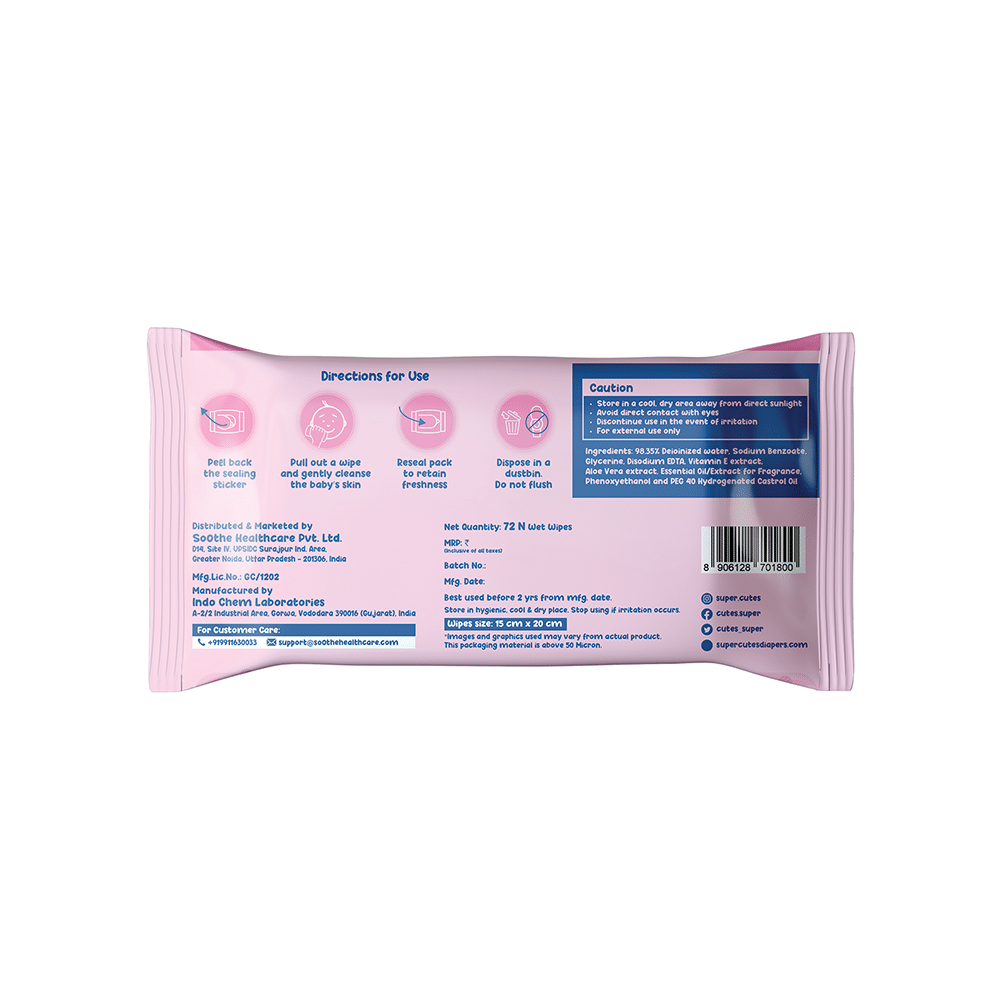 Super Cute's Baby Wipes (72 Each) - Image 2