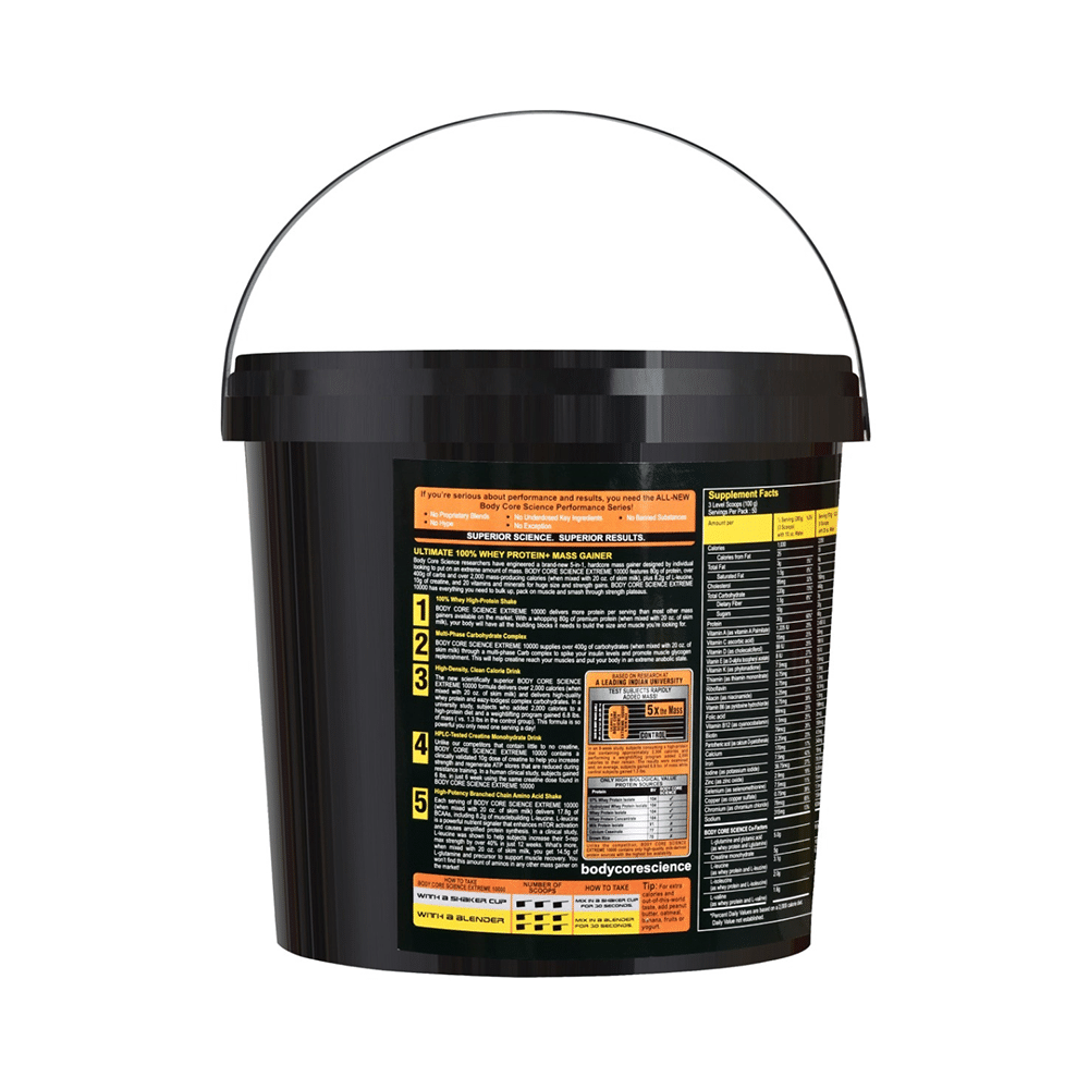 Body Core Science 3 BCS Extreme 10000 Whey Protein Mass Gainer Powder Strawberry - Image 3
