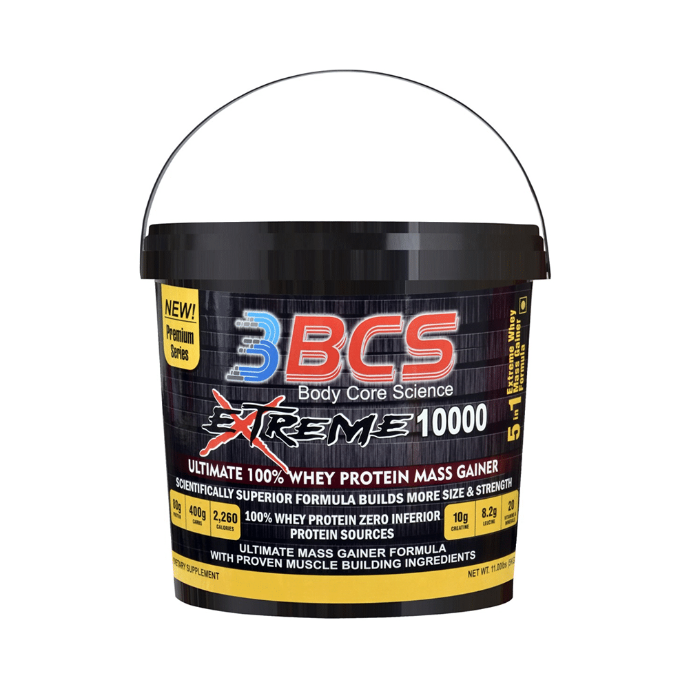Body Core Science 3 BCS Extreme 10000 Whey Protein Mass Gainer Powder Strawberry - Image 1