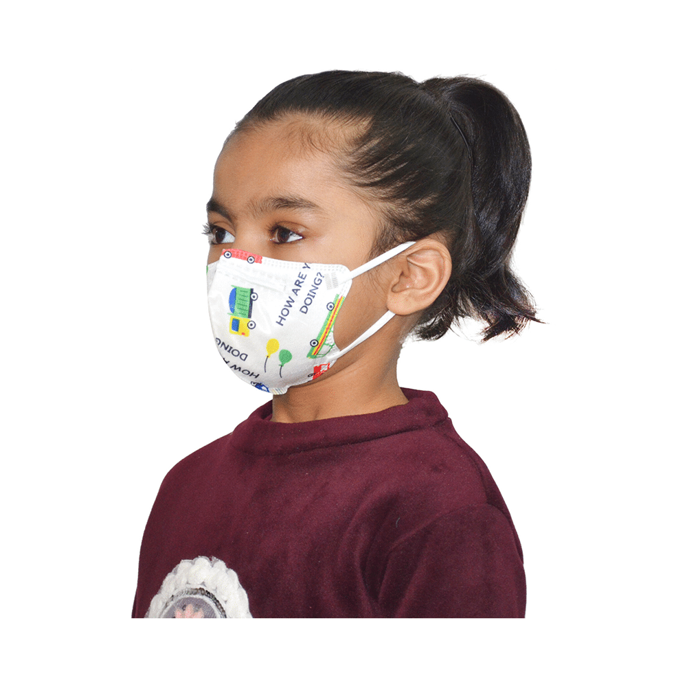 Advind Healthcare Smog Guard N95 Kids Mask without Valve for 4-12 Years Blue Mickey Mouse Design & Truck Print Design - Image 3
