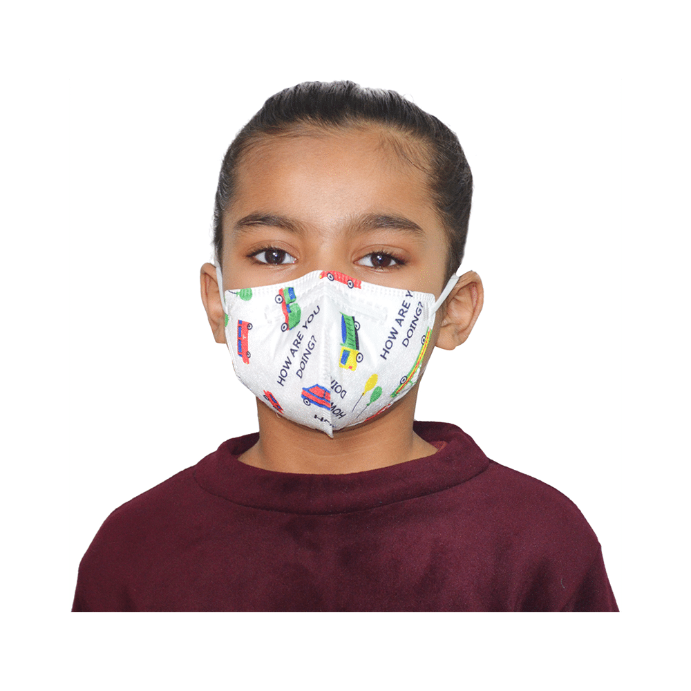 Advind Healthcare Smog Guard N95 Kids Mask without Valve for 4-12 Years Blue Mickey Mouse Design & Truck Print Design - Image 10