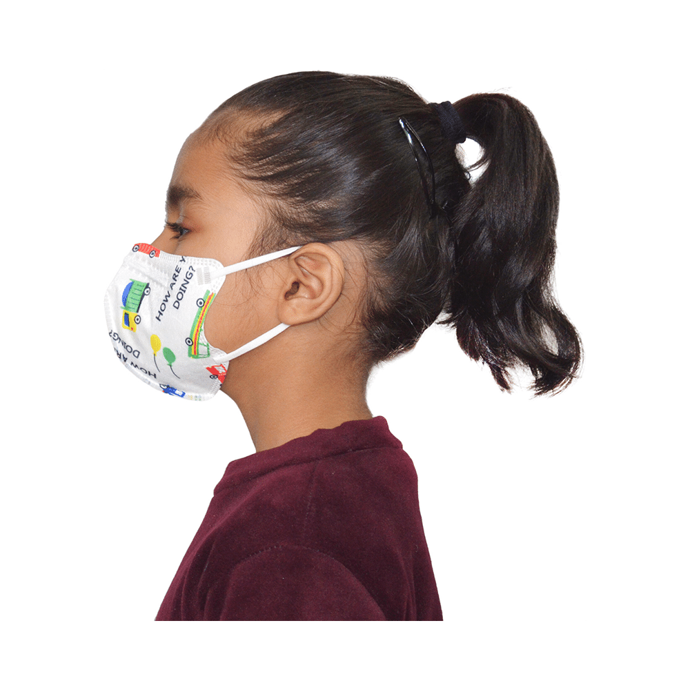 Advind Healthcare Smog Guard N95 Kids Mask without Valve for 4-12 Years Blue Mickey Mouse Design & Truck Print Design - Image 2