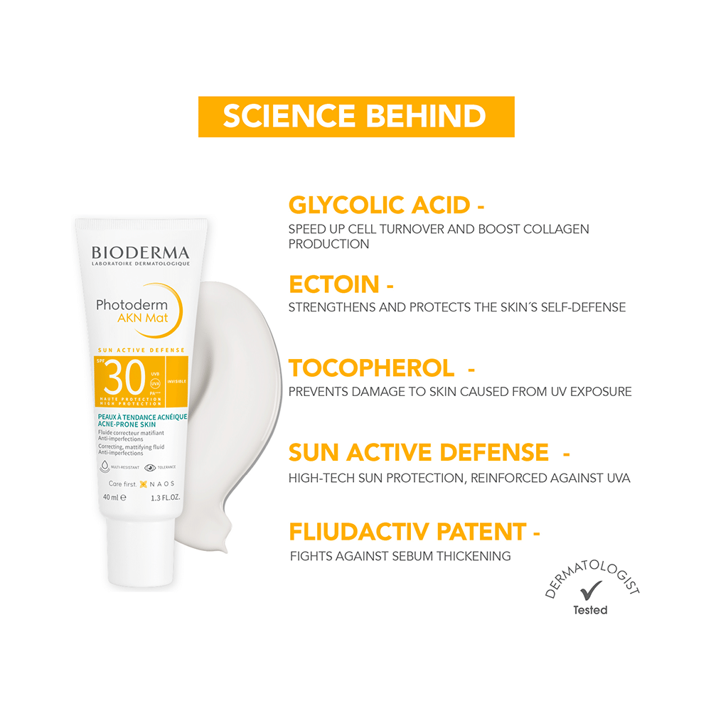 Bioderma Photoderm AKN Mat Sunscreen SPF 30 PA++++ | For Acne Prone Skin - Image 2