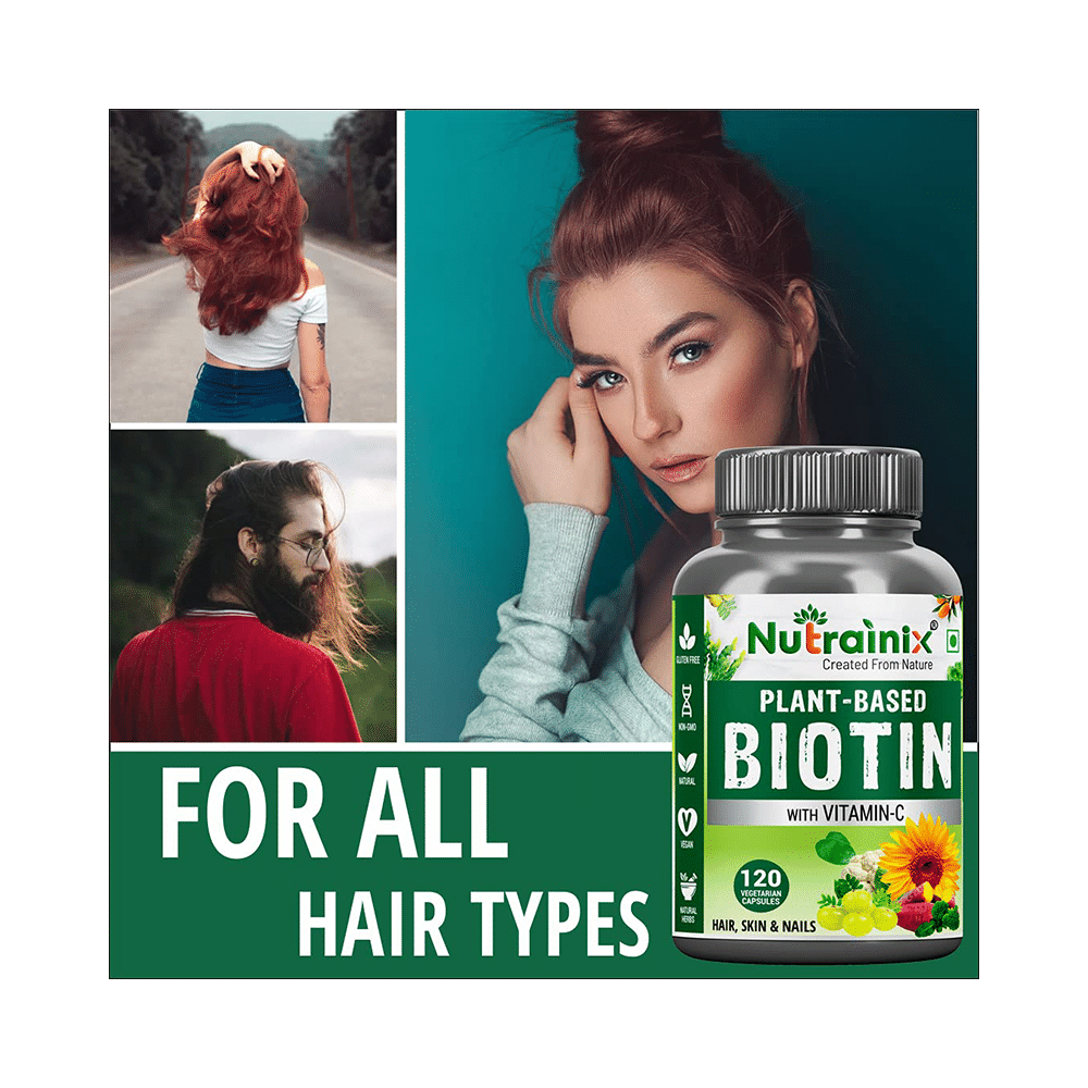 Nutrainix Organic & Plant-Based Biotin 10000mcg with Vitamin C Vegetarian Capsule - Image 7