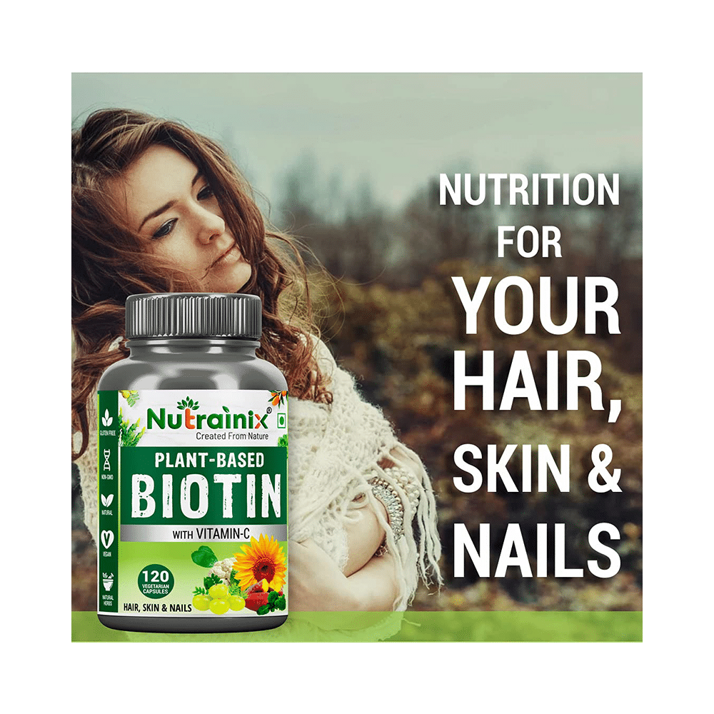 Nutrainix Organic & Plant-Based Biotin 10000mcg with Vitamin C Vegetarian Capsule - Image 6