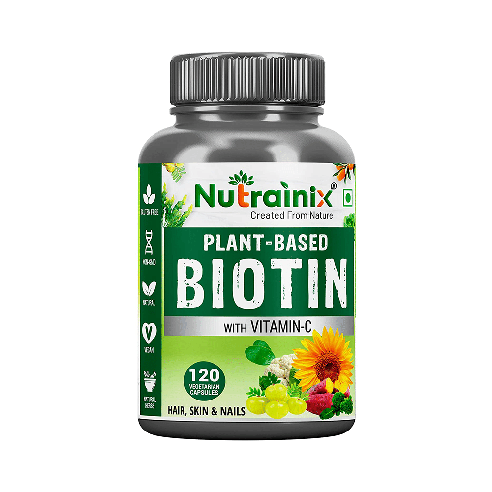 Nutrainix Organic & Plant-Based Biotin 10000mcg with Vitamin C Vegetarian Capsule - Image 1