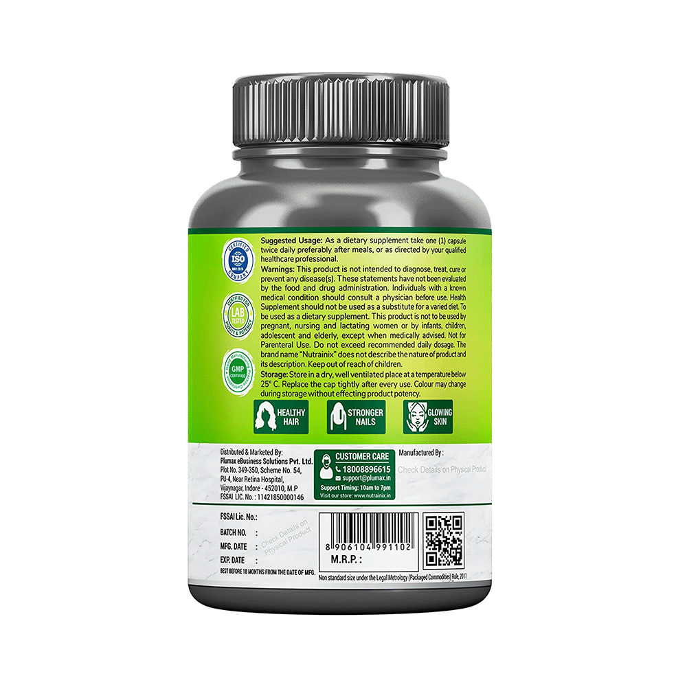 Nutrainix Organic & Plant-Based Biotin 10000mcg with Vitamin C Vegetarian Capsule - Image 2