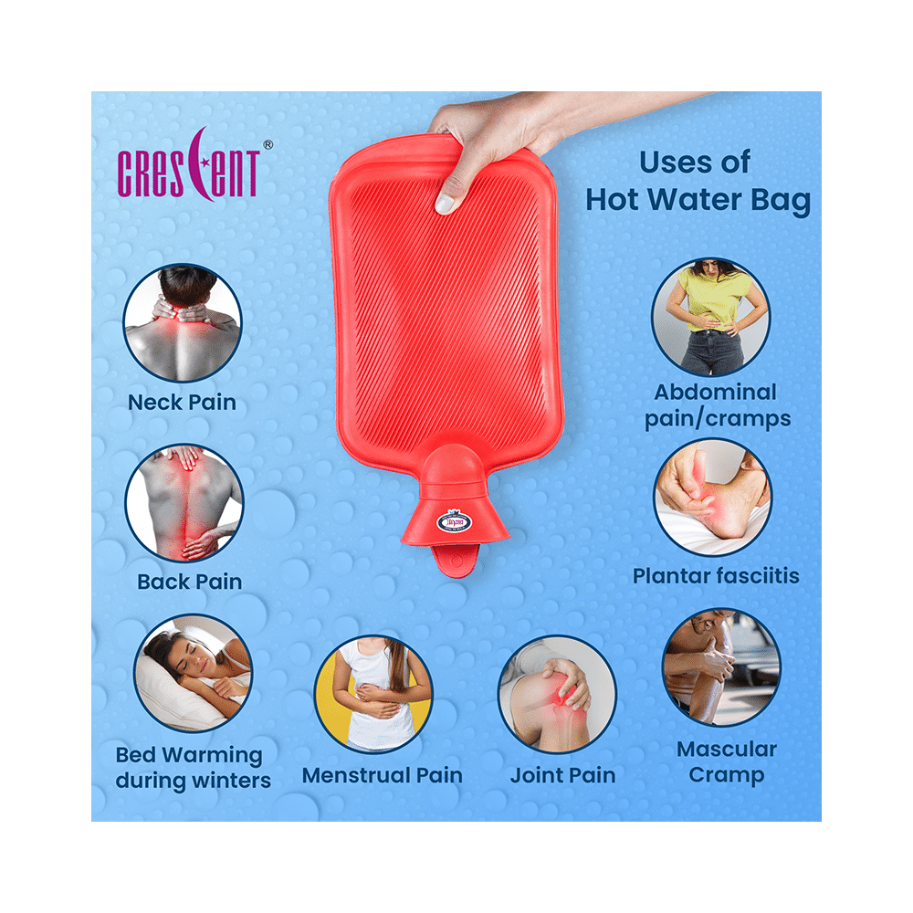 Crescent Non-Electric Rubber Hot Water Bag Red - Image 6