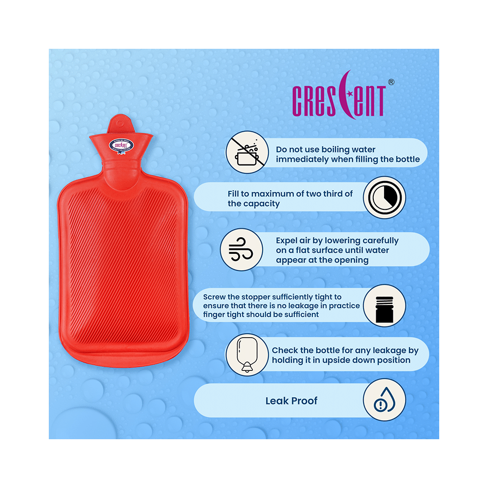 Crescent Non-Electric Rubber Hot Water Bag Red - Image 4