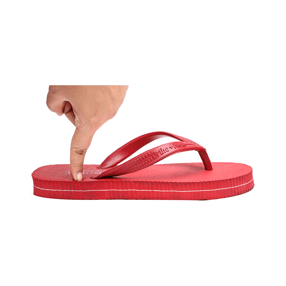 Ortho + Rest Unisex Hawaii Chappal Orthopedic Comfort, Bathroom Rubber Flip-Flops Red 4 - Image 3