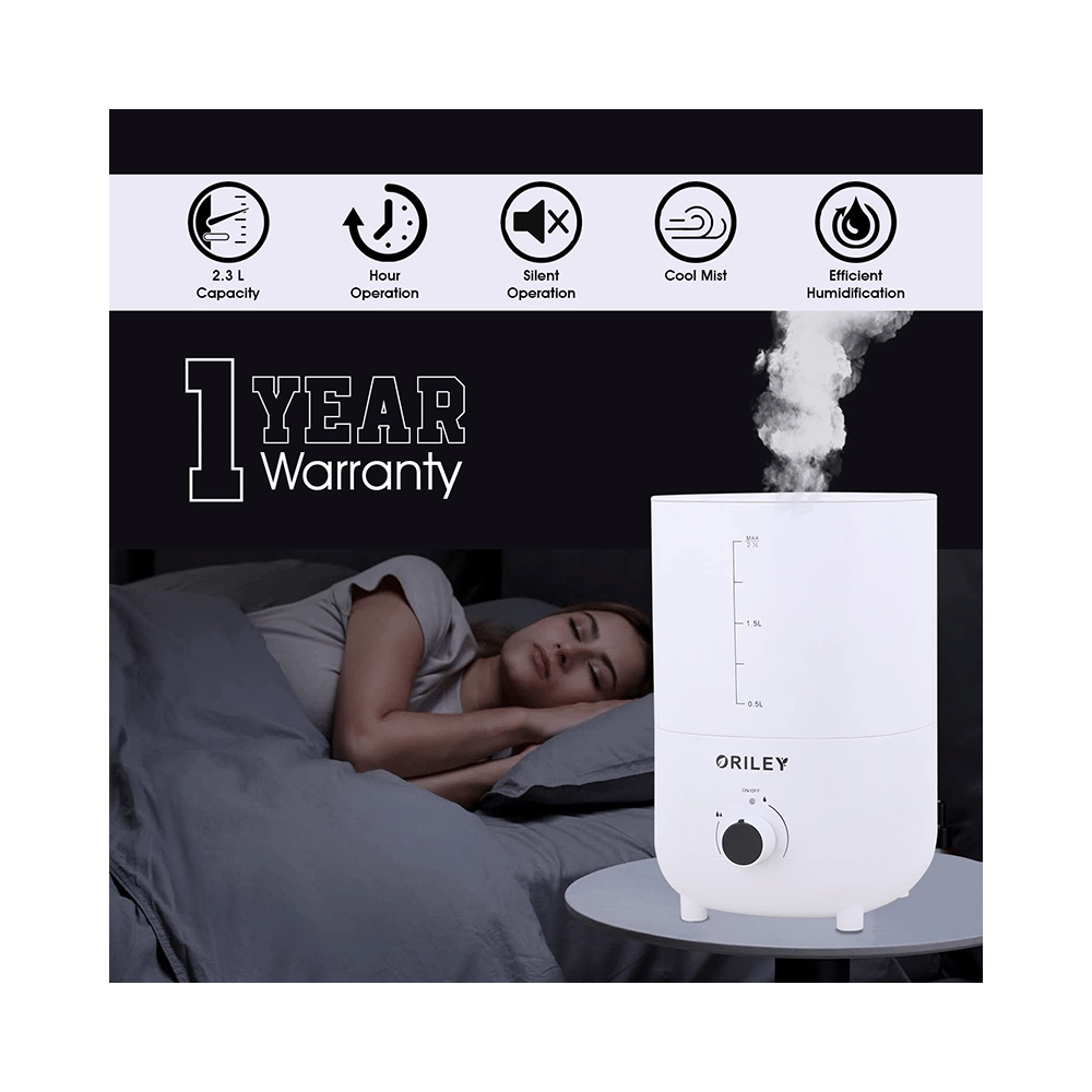 Oriley 2111B Ultrasonic Cool Mist Humidifier Manual Solid White - Image 3