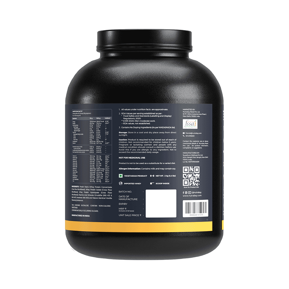 Nutrabay Gold Tri-Blend Whey Protein for Muscle Recovery & Immunity | No Added Sugar | Flavour Vanilla Icecream - Image 2