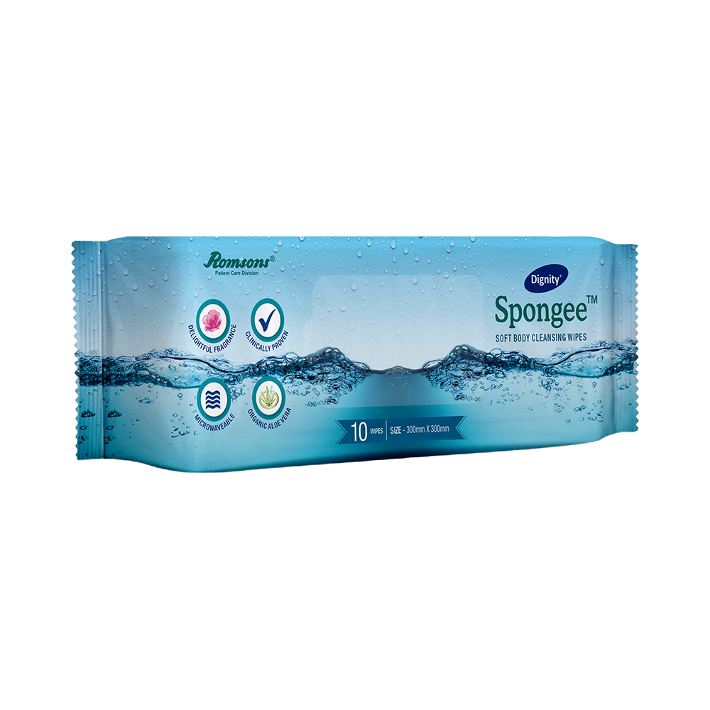 Dignity Spongee Soft Body Cleansing Wipes (10 Each) 300mm x 300mm - Image 1