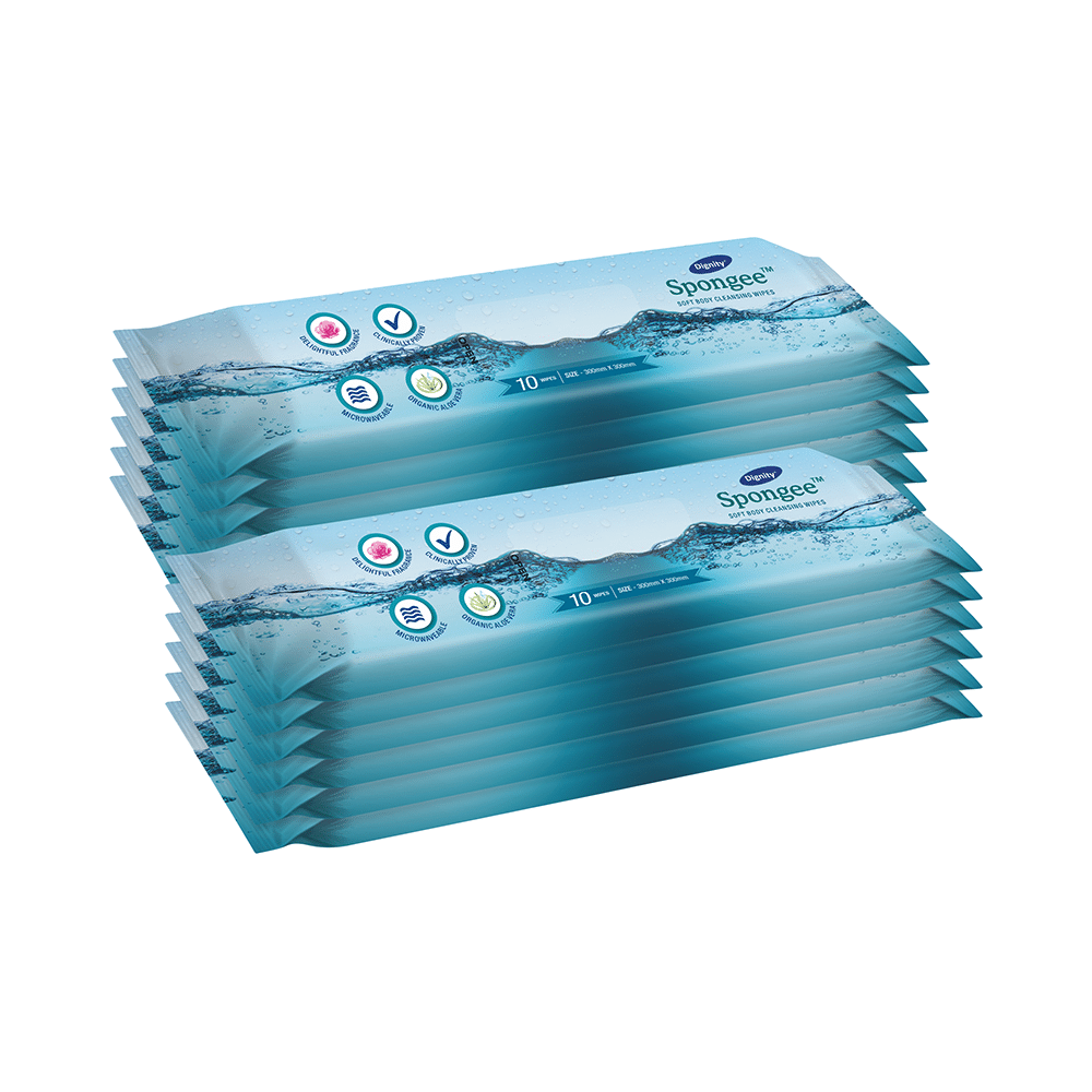 Dignity Spongee Soft Body Cleansing Wipes (10 Each) 300mm x 300mm - Image 2