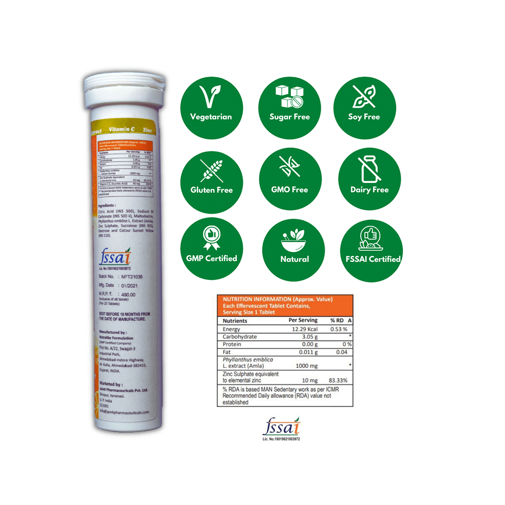 Fitzzi Amla Extract 1000mg, Vitamin C & Zinc Effervescent Tablet - Image 4