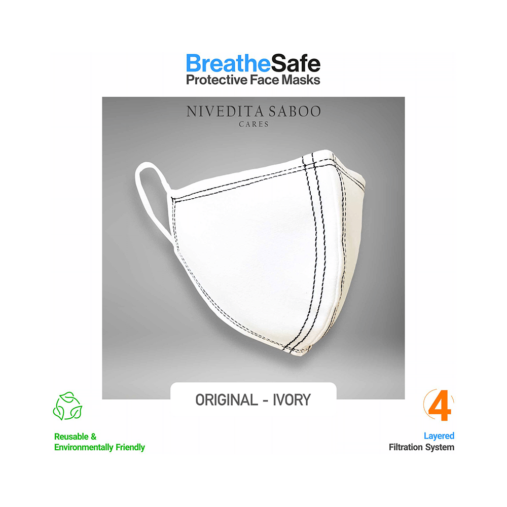 Nivedita Saboo Cares Medium Original-Ivory BreathSafe Protective Reusable Face Mask - Image 3