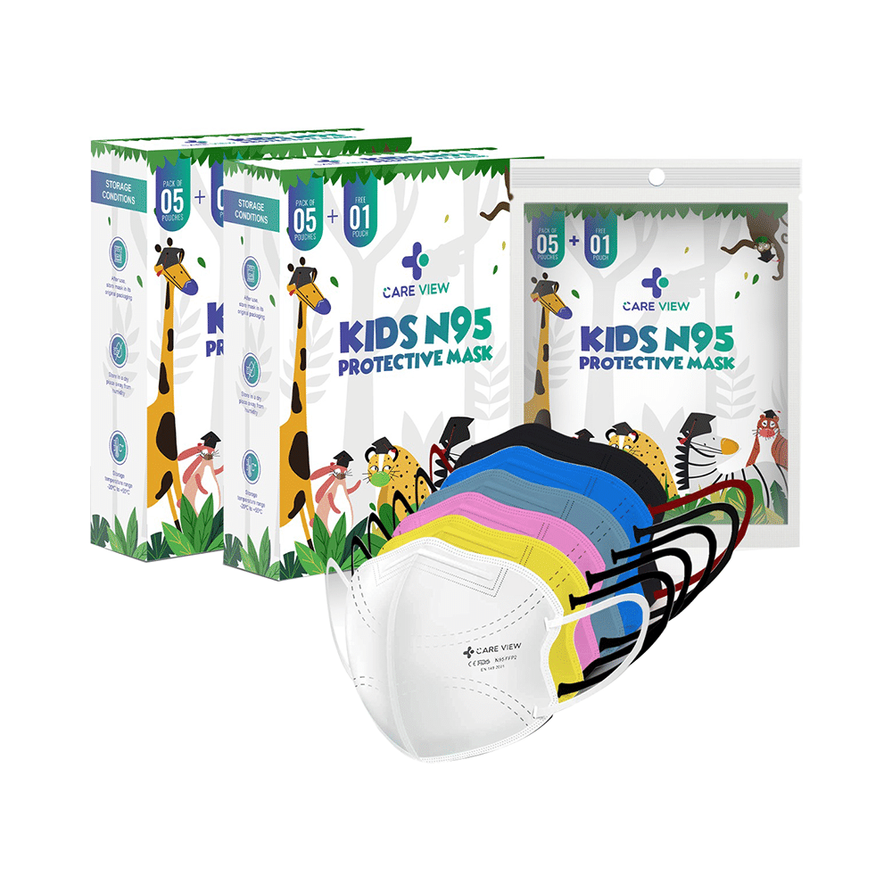 Care View Kids N95 Face Mask with 5 Layered Filtration DRDO SITRA BIS ISI Certified Mask Multicolor