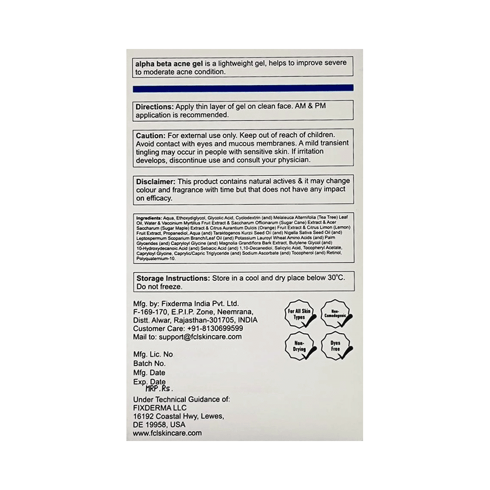 Fixderma Cosmetic Laboratories Alpha Beta Acne Gel - Image 2