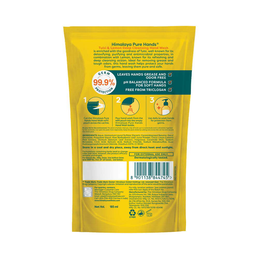 Himalaya Personal Care Tulsi & Lemon Deep Cleansing Pure Hands Hand Wash Refill Pack - Image 2