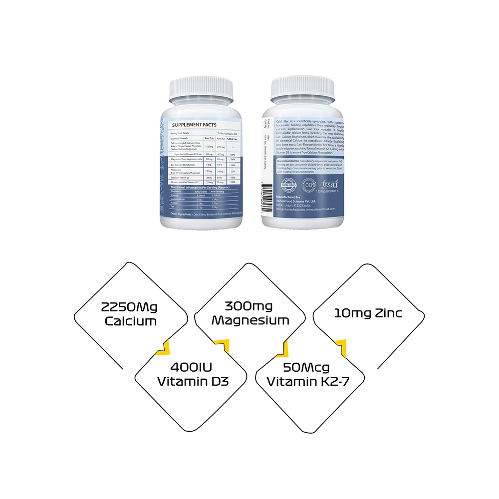 Vitaminhaat Calciflex with Calcium, Vitamin D3 & Vitamin K2-7 for Bone Building | Capsule - Image 2