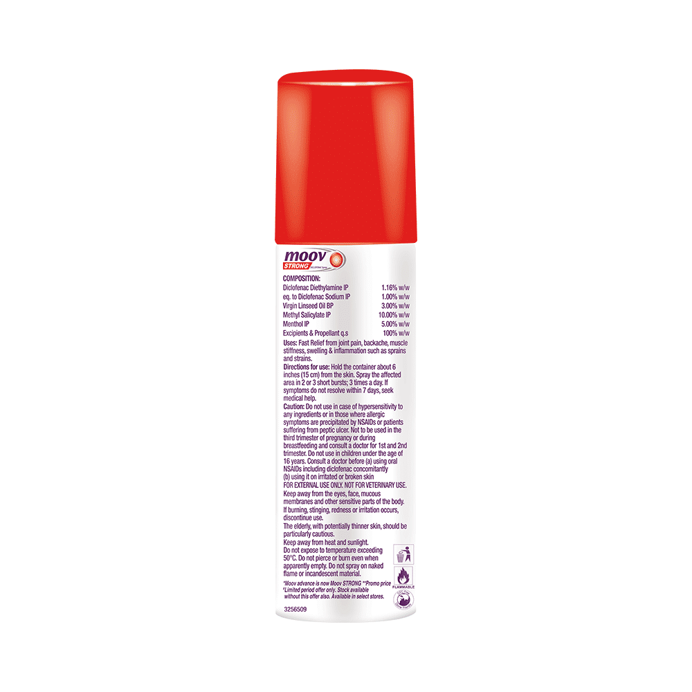 Moov Red Strong Diclofenac Pain Relief Spray |  For Joint Pain, Backache, Muscle Stiffness & Swelling - Image 2